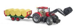 Traktor Case s čelním nakladačem a přepravníkem